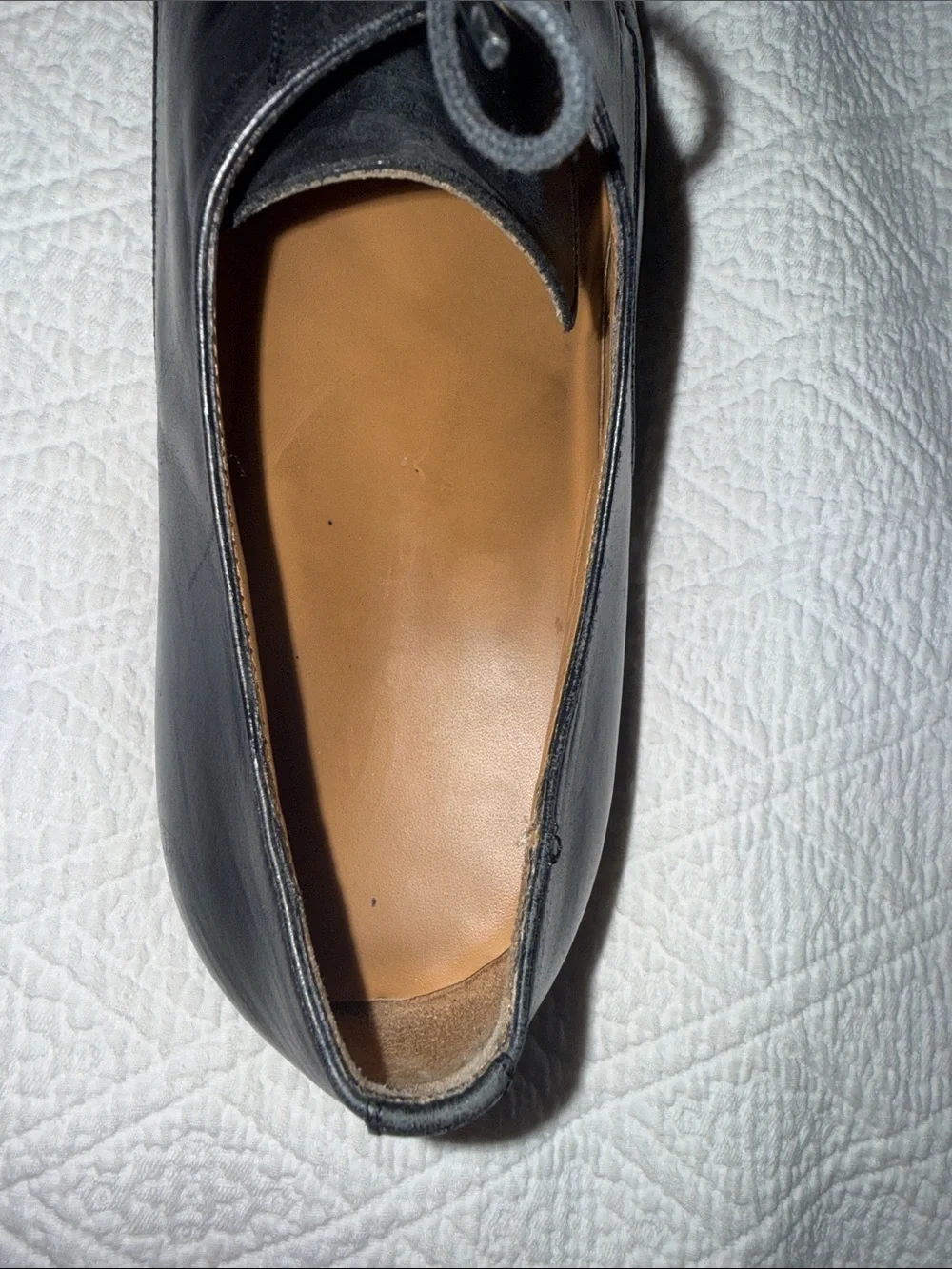 Men’s SANTONI Mens 10.5 Black Apron Toe Dress Derby Oxfords Italy